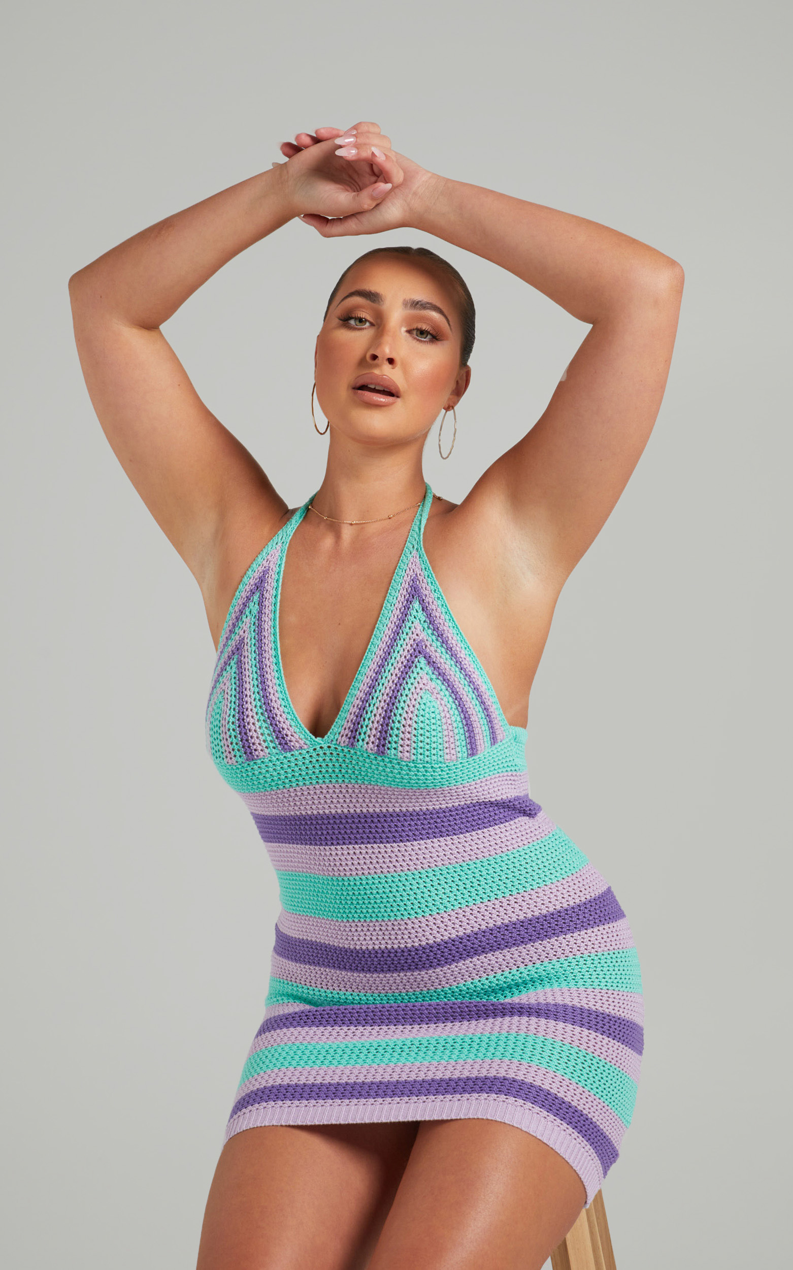 ANNETH_HALTER_NECK_CROCHET_DRESS_IN_PURPLE_MULTI_STRIPE